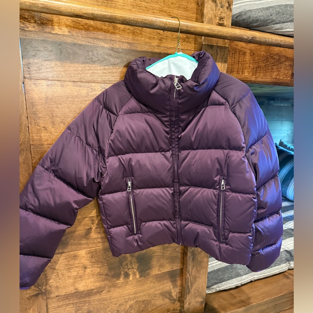 Tory Burch Sport Cropped Satin Down Jacket